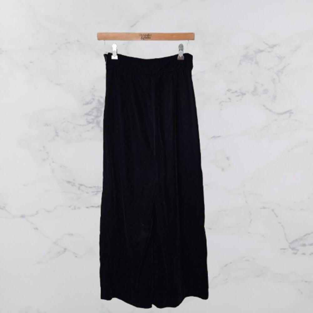 Zara Woman Velvet Velour Black Wide Leg Pants XS